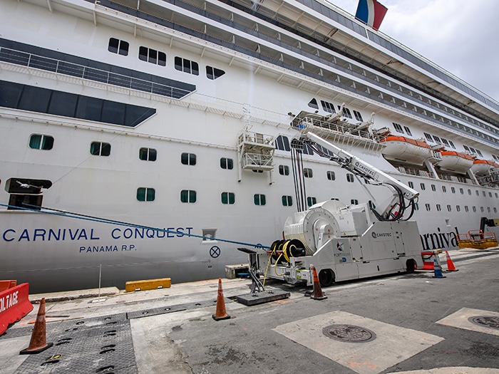 Carnival Conquest plugs in to shore power