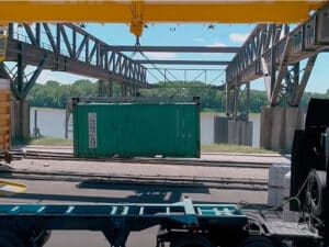 Ports of Indiana-Mount Vernon tests container handling at general cargo dock.