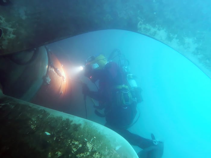 Hydrex diver works on double underwater stern tube seal repair