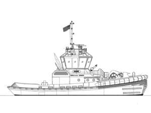 A rendering of the RApport 2800 tugboat design. (Credit: Moran Towing Corporation)