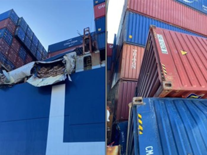 Damaged containers on President Eisenhower