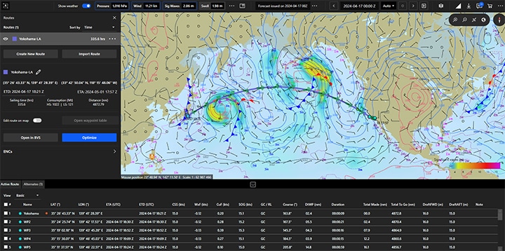 StormGeo voyage optimization planner