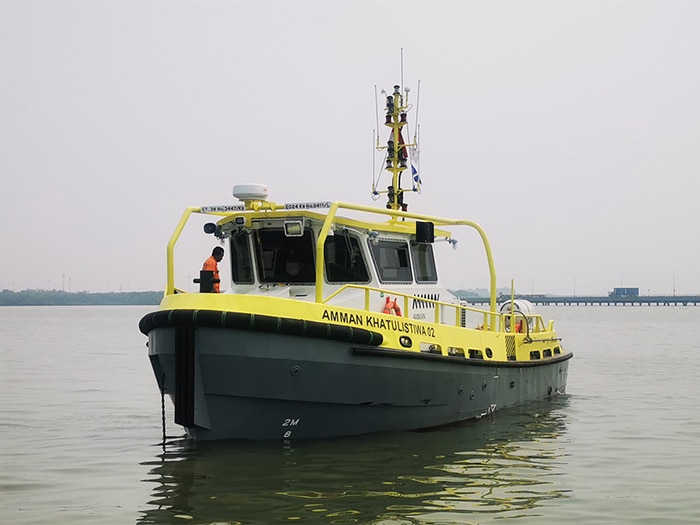 One of two mooring boats