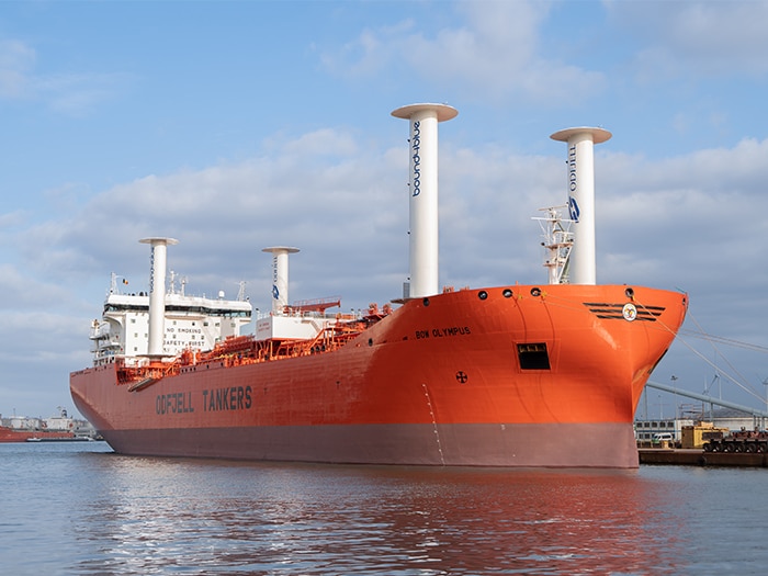 Odfjell tanker Bow Olympus fitted with four eSAILs